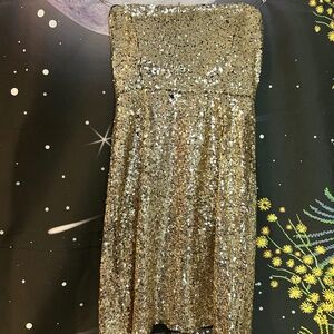 Emmelee Strapless Gold Mini Dress